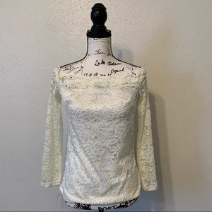 Kate Kasen Floral Lace Ivory Blouse